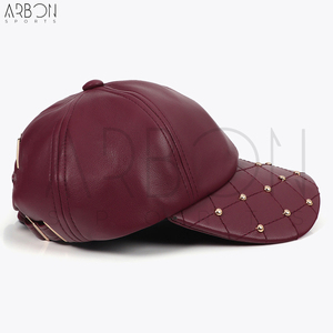 Stylish Custom Made Good Supplier New Arrival Trendy Durable Lightweight OEM ODM Service Premium Synthetic Leather Fashion Caps - Product Image 2