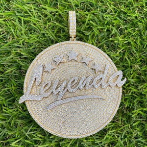 Collar de Eslabones Cubanos de Plata 925 con Baño de Oro Personalizado de Fábrica, con Colgante de Moissanita VVS 3D de Corte Brillante Certificado por IGI, Joyería Hip Hop - Product Image 2