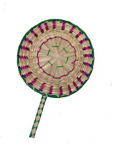 Luxury Handwoven Round Straw Hand Fan Colorful Concentric Ring Pattern Eco Friendly <b>Boho</b> <b>Wall</b> <b>Hanging</b> Decor Art Set Pack - Product Image 1