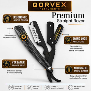 มีดโกนหนวดสำหรับผู้ชาย - มีดโกนขอบตรงสำหรับช่างตัดผมมืออาชีพ - Product Image 4