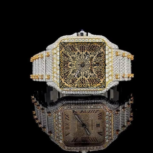 Reloj de Cuarzo con Diamantes Cuadrados de Lujo AMBER JEWELS, Caja Plateada de 46 mm, Números Romanos, Movimiento Analógico Citizen, Resistente al Agua 3BAR, Unisex - Product Image 4