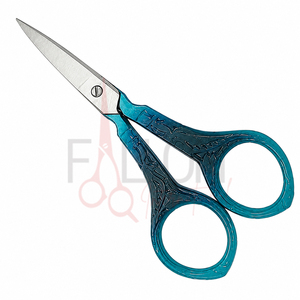 Tijeras de bordado azules de acero inoxidable para dar forma a las cejas con mango decorativo - Product Image 4
