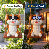 Décoration de jardin extérieur, décorations suspendues pour chiens, vente en gros, OEM, statue d'animal personnalisée avec yeux LED solaires mobiles