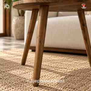 Table d'appoint ronde en teck massif, finition noyer, table basse en bois pour salon, hôtel, villa, meubles - Product Image 3