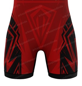 ชุดมวยปล้ำ AMI สีแดงดำ พิมพ์ลายแบบ Sublimation ระบายเหงื่อได้ดี แห้งเร็ว สำหรับผู้ชาย ชุดกีฬาสำหรับผู้ใหญ่ - Product Image 5
