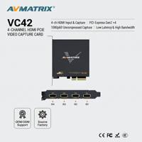 Tarjeta Capturadora de Video HDMI PCIE de 4 Canales AVMATRIX VC42, 1080p60 Sin Comprimir YUY2 2.5GB/s para Transmisión en Vivo OBS VMix