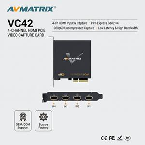 Tarjeta Capturadora de Video HDMI PCIE de 4 <span class=keywords><strong>Canales</strong></span> AVMATRIX VC42, 1080p60 Sin Comprimir YUY2 2.5GB/s para Transmisión en Vivo OBS VMix - Product Image 1