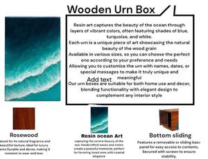 Panneau d'art en résine vague océanique profonde, décor mural en époxy fait main Aqua & Teal pour cendres humaines, taille moyenne 9x5,5 pouces, urne funéraire - Product Image 3