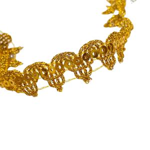 Cinta de encaje de lujo con diseño personalizado, hilo metálico dorado, semicírculo hueco, para zapatos, vestidos y prendas de vestir de nailon, venta al por mayor. - Product Image 1