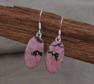 Handmade Rhodonite Dangle Earrings 925 Sterling Silver Gold Plated Natural Pink Gemstone Boho Jewelry Women Gift for Party - Product Image 5