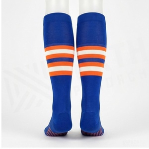 Blue <b>Knee</b> <b>High</b> Striped Soccer <b>Socks</b> for Adults Breathable Knitted Football <b>Socks</b> - Product Image 2