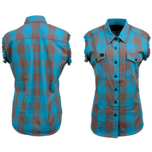 Chemise en flanelle pour homme tendance printemps, bleu marron uni, boutonnée, coupe classique, anti-plis, sans manches - Product Image 4