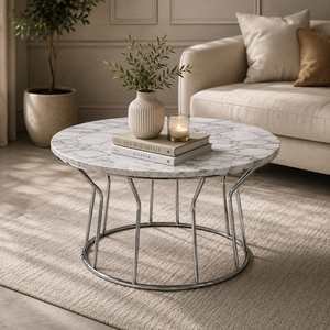 Aura Glass Coffee <b>Table</b> Modern Minimal Iron Frame Center <b>Table</b> with Elegant Contemporary Living Room Style - Product Image 5
