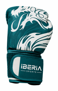 Gants de boxe IBERIA Premium Teal White, imprimé dragon, gants d'entraînement en cuir PU, logo personnalisé, équipement sportif en gros OEM - Product Image 2