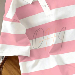 Camiseta de Golf de Verano para Hombre, de Manga Corta, de Algodón, Informal, Transpirable, de Color Rosa y Blanco, con Logotipo Personalizado - Product Image 4