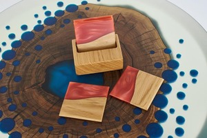 High Quality Modern Design Cedar Acacia Wood Resin <b>Coasters</b> Set Epoxy Tea Coffee Cups <b>Drink</b> <b>Coasters</b> with Table Holder for Home - Product Image 2