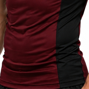 Camiseta de compresión de manga corta para hombre, top premium cómodo, estampado frontal en negro y granate, elástico, activo, potente, movimiento flexible para mí. - Product Image 6