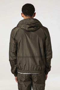 OEM Custom Men's Streetwear Nylon Windbreaker <b>hoodies</b> Casual Training Zip-up Elastic Cuff Front Embroidery Puff men's jackets - Product Image 2