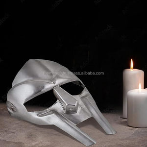 Máscara MF de Metal Pulido, Estilo Gladiador Romano, Villano Loco, Vikingo, Acero Plateado, Armadura Completa para Disfraz de Halloween - Product Image 4