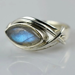 <b>Labradorite</b> <b>Ring</b> 925 Sterling Silver Handmade Boho Statement Promise Jewelry for Women Natural Marquise Shape Gemstone Jewelry - Product Image 1