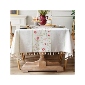 Jaipur Hand Block Floral <b>Table</b> Cloth Cotton Fabric Home <b>Dining</b> Use Custom Size Custom Weight Sustainable Textile Exporter - Product Image 1