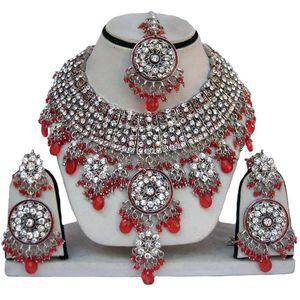 Silver Plated Crystal Rhinestone Necklace Earrings Set Women Ethnic Wedding Jewelry Alloy Fashion Jewelry Sets - Product Image 2