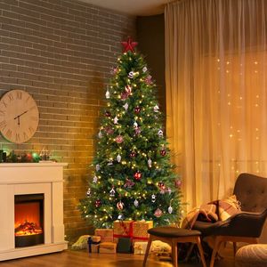 7.5 FT Hinged Xmas Pine <b>Tree</b> DIY 400 Warm White <b>LED</b> <b>Lights</b> Artificial Christmas <b>Tree</b> <b>Tree</b> Skirt Ornament for Holiday Decorations - Product Image 3