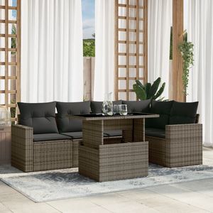 Grey Garden <b>Sofa</b> <b>Set</b> Outdoor Rattan Cushioned Waterproof Contemporary Design - Product Image 1