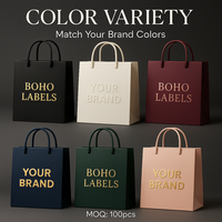 Bolsa de Compras de Papel de Arte de Lujo con Asa de Listón Negro, Logotipo Personalizado, Empaque Elegante para Regalos, Ropa de Boutique y Bodas