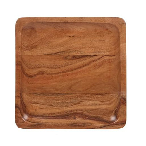 Juego de 4 Platos Cuadrados de Madera de Acacia de Grado Alimenticio para Almuerzo y Cena, Vajilla, Platos para Servir Sándwiches, Ensaladas y Otros Alimentos - Product Image 3