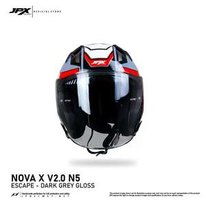 Casque demi-face JPX Nova X V2 avec motif X V2 N5, doté d'une double visière et d'un design élégant uni pour le motard moderne - Product Image 1