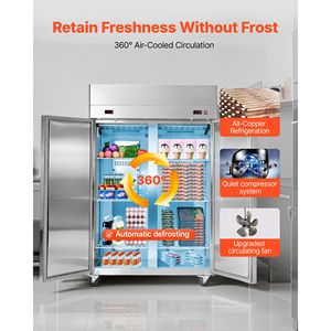 Attrezzatura di Refrigerazione per Cucine Commerciali, Congelatore Verticale a Doppia Porta Larghezza 31,89 Piedi, Frigorifero Commerciale Combo 31,1 - Product Image 3
