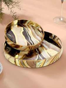 Bandeja de servir de madera con estampado de granada mediterránea escarlata, bandeja para bebidas con borde profundo, almacenamiento otomano, artículos de decoración para el hogar - Product Image 1