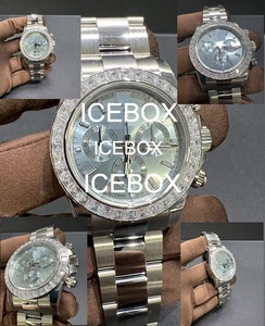 Reloj de Pulsera Redondo de Acero Inoxidable con Cristal de Moissanita, Totalmente Adornado, Resistente al Agua 10 Bar, Cierre de Pulsera Totalmente Cubierto de Cristales - Product Image 2