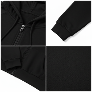 Womens <b>Lightweight</b> Solid Color Winter OEM Service Casual Full Zip up <b>Hoodie</b> with Front Pockets Long Sleeve <b>Hoodie</b> - Product Image 4