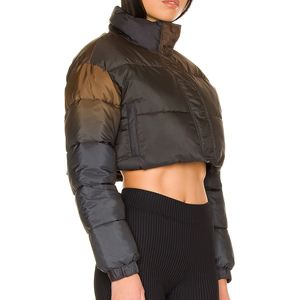 Latest Fashion Style Women <b>Cropped</b> <b>Puffer</b> <b>Jacket</b> Hot Selling Custom Breathable Women <b>Jacket</b> Winter Wear Wholesale High Quality - Product Image 3