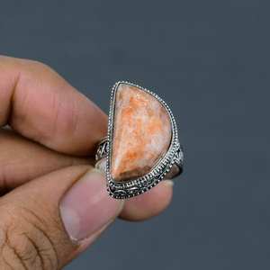 แหวนซันสโตนวินเทจ ทำมือ เงินแท้ 925 ไซส์ 9.5 พลอยธรรมชาติ เครื่องประดับโดดเด่น ของขวัญสำหรับเธอ - Product Image 6