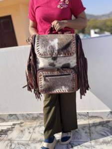 Última Llegada 2026 Mochila de Piel de Vacuno con Flecos y Pelo, Mochila Elegante de Piel con Pelo, Bolsos Escolares Unisex, Bolso de Diseño Único - Product Image 4