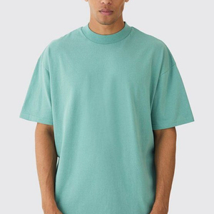 Camiseta de Algodón de Color Sólido para Hombre, Cuello Redondo, Manga Corta, Corte Holgado, Estilo Casual, Tejido de Punto Jersey, Ecológica, 300g, Diseño Liso Teñido - Product Image 5