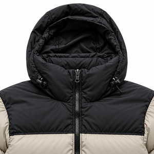 Blouson d'hiver matelassé à capuche pour homme en toile résistante à l'eau, col montant, fermeture éclair, logo personnalisé positionné à l'avant, idéal pour l'extérieur - Product Image 3
