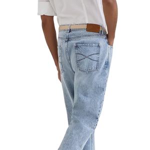 Pantalones vaqueros holgados de estilo logotipo personalizado 2025 para hombres y mujeres de gran tamaño de cintura media ajuste informal diario moda urbana - Product Image 3