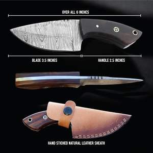 Cuchillo de caza y camping de hoja fija de acero de Damasco forjado a mano OEM con mango de palisandro, cuchillo EDC Skinner con funda - Product Image 2