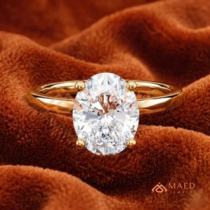 Gold Oval Cut <b>Solitaire</b> <b>Ring</b> for Women Luxury Engagement Style Sparkling Jewelry Gift Design - Product Image 1