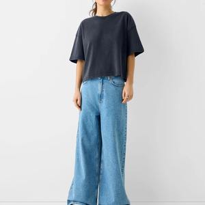 Women's Short Sleeve Cotton Jersey T-Shirt Casual Solid Color Regular Fit Knitted Plain Dyed <b>Top</b> - Product Image 5