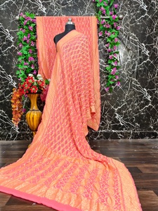 Elegante Saree Indio Neemzari Bandhani – Saree Teñido a Mano con Colores Vibrantes, Prenda Étnica de Diseño para Mujer - Product Image 6