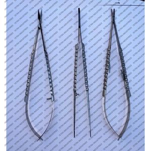 Juego de Instrumentos Oftalmológicos de Microcirugía Castroviejo Premium de 3 Piezas: Portaagujas TC, Micro Tijeras y Pinzas de 18 cm - Product Image 1