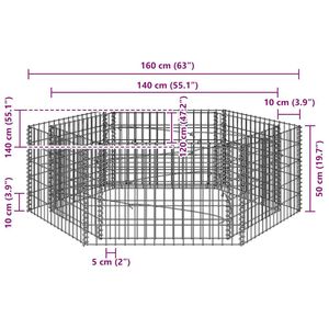Jardinera Elevada Gabion de Acero Galvanizado Plateado 63x55.1x19.7 pulgadas para Macetas y Jardineras - Product Image 6