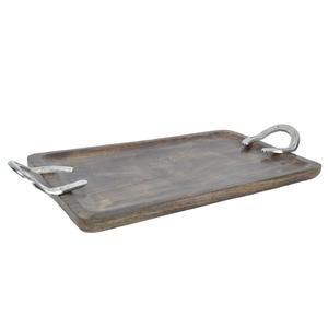 Commercial Use Food <b>Serving</b> <b>Trays</b> With <b>Gold</b> Horse Shoe Handles Decorative <b>Trays</b> Natural Wood Crafts Handmade <b>Tray</b> For Restaurant - Product Image 6