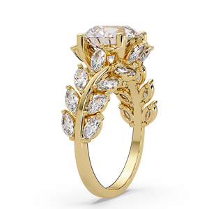 Anillo de compromiso de lujo de oro de 14K y 18K con diamante cultivado en laboratorio de corte redondo de 3.00 ct, certificado IGI, anillo de boda con diseño de racimo marquesa y bypass. - Product Image 3