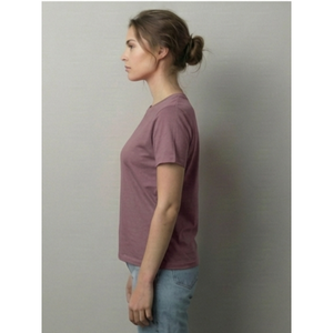 Camiseta de Cuello Redondo Estilo Boho Color Malva para Mujer, Transpirable, de Algodón Suave, Informal para Uso Diario, Verano, Corte Regular, Media Manga, Secado Rápido - Product Image 4